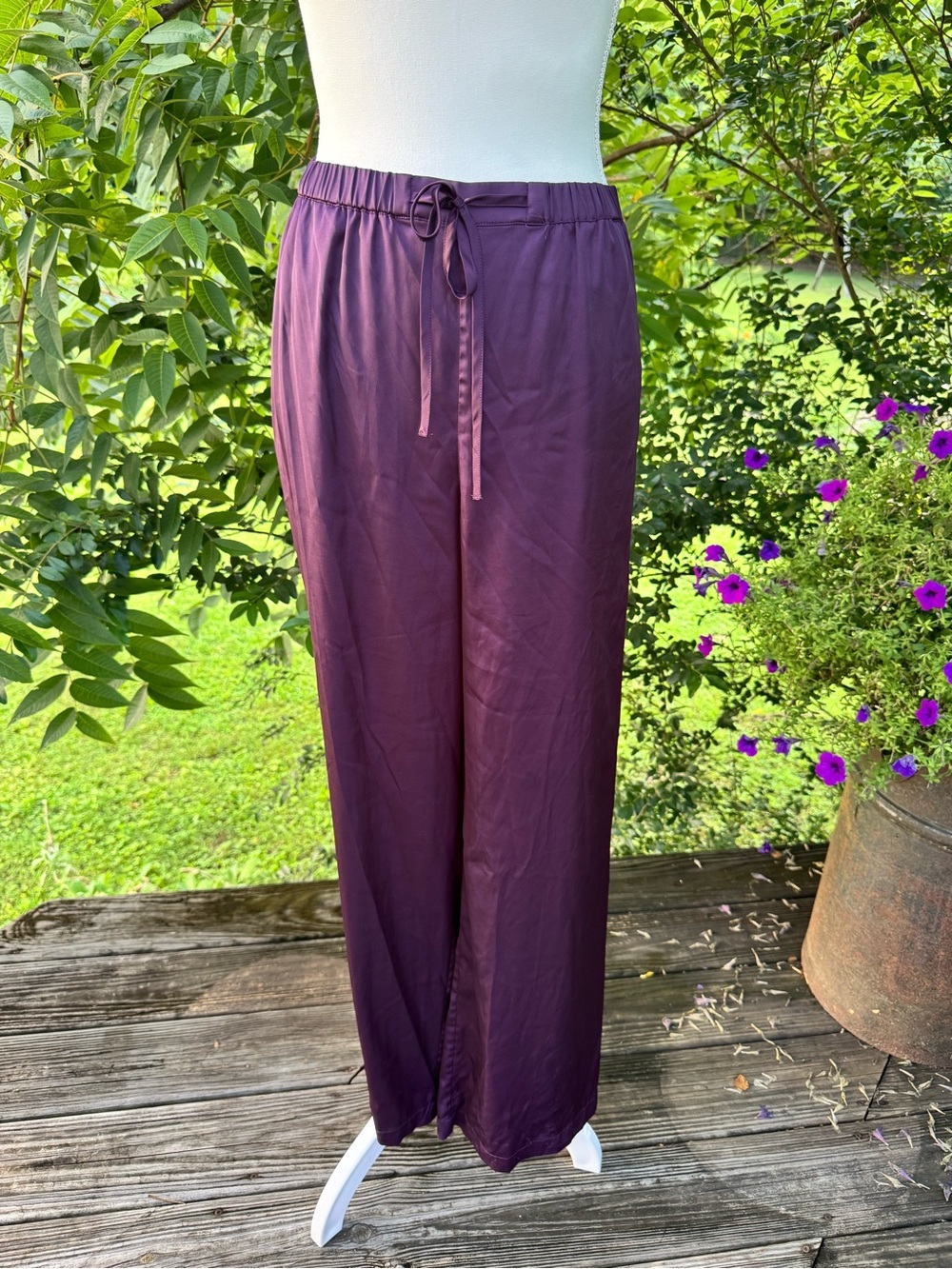 Soma XL Eggplant Purple Lounge Pajama Pants Drawstring Wide Leg Sleepwear